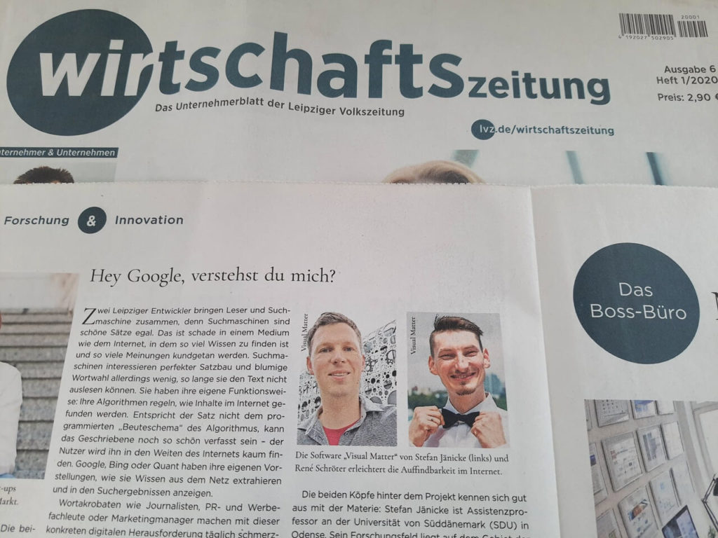 Artikel über visual matter innerhalb der Leipziger Wirtschaftszeitung