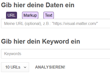 Texte ohne URL prüfen